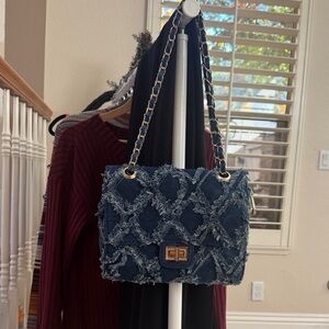 Elegant Denim Chain Shoulder Bag